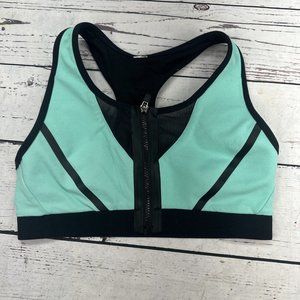 Fabletics Bra Medium 6-8 High Impact Sports Zip Front Mint Green Black No Tags